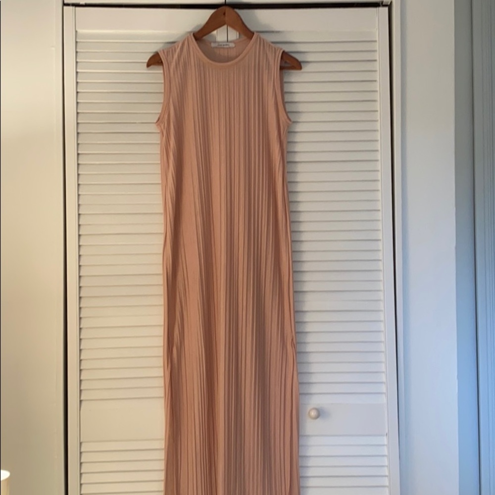 Blush pleated column dress